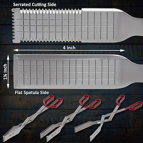 Miniatura 6 de Shark BBQ Juego de pinzas (paquete de dos) pinzas para parrilla de 17 pulgadas y volteadores de carne para asar a la parrilla en parrillas de gas y