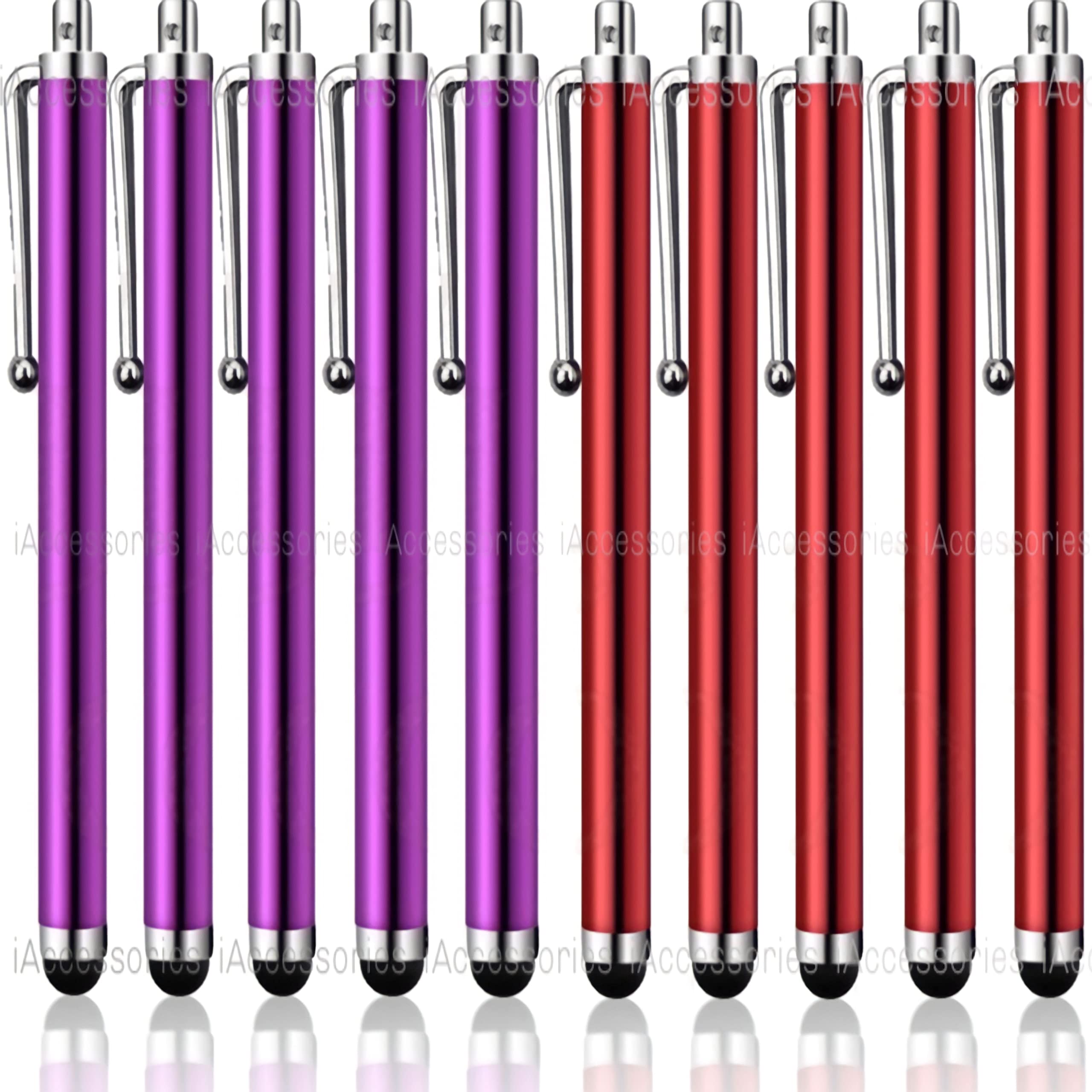 iaccessories universal capacitive stylus touch screens pens compatible with all smart devices ios windows android tablets mobile phones, pack of 10 - multicolor