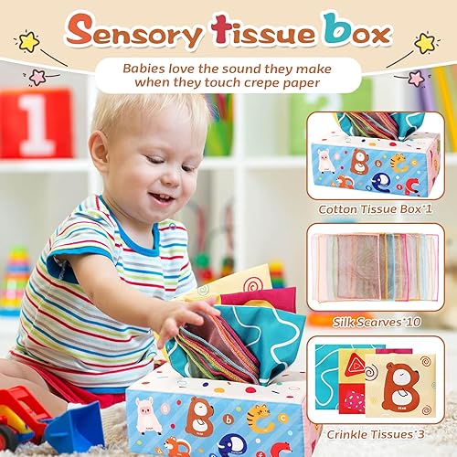 Miniatura 6 de FEBALHS Montessori - Juguetes para bebés de 6 meses en adelante, juguetes 4 en 1 con juguetes apilables para bebés, juguetes sensoriales, juguetes