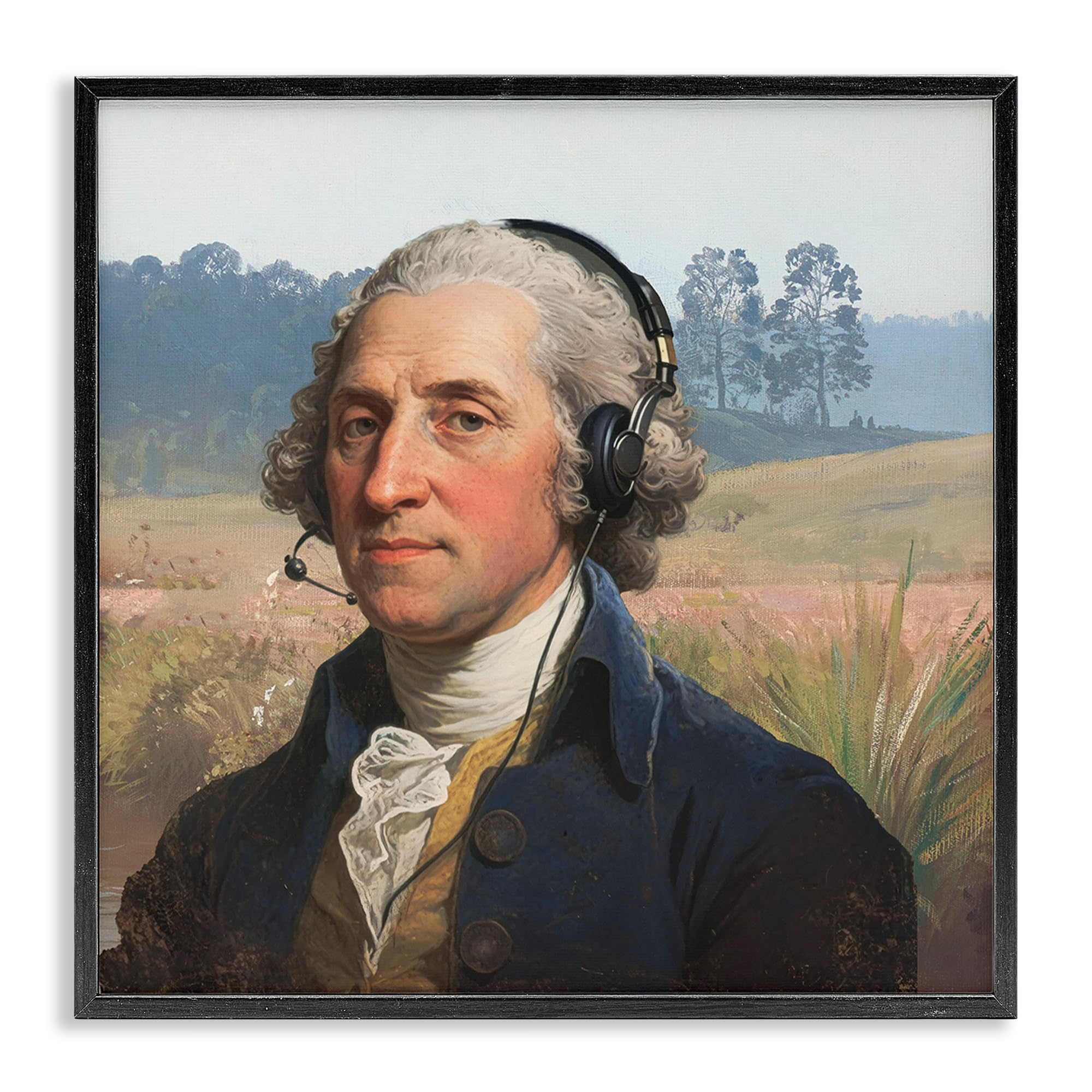 Stupell Industries 'Classical Gentleman with Headset', Framed Giclee Art, Black, 17 x 17 Inches, Easy to Hang and Sturdy, Made in USA, by CAD Designs