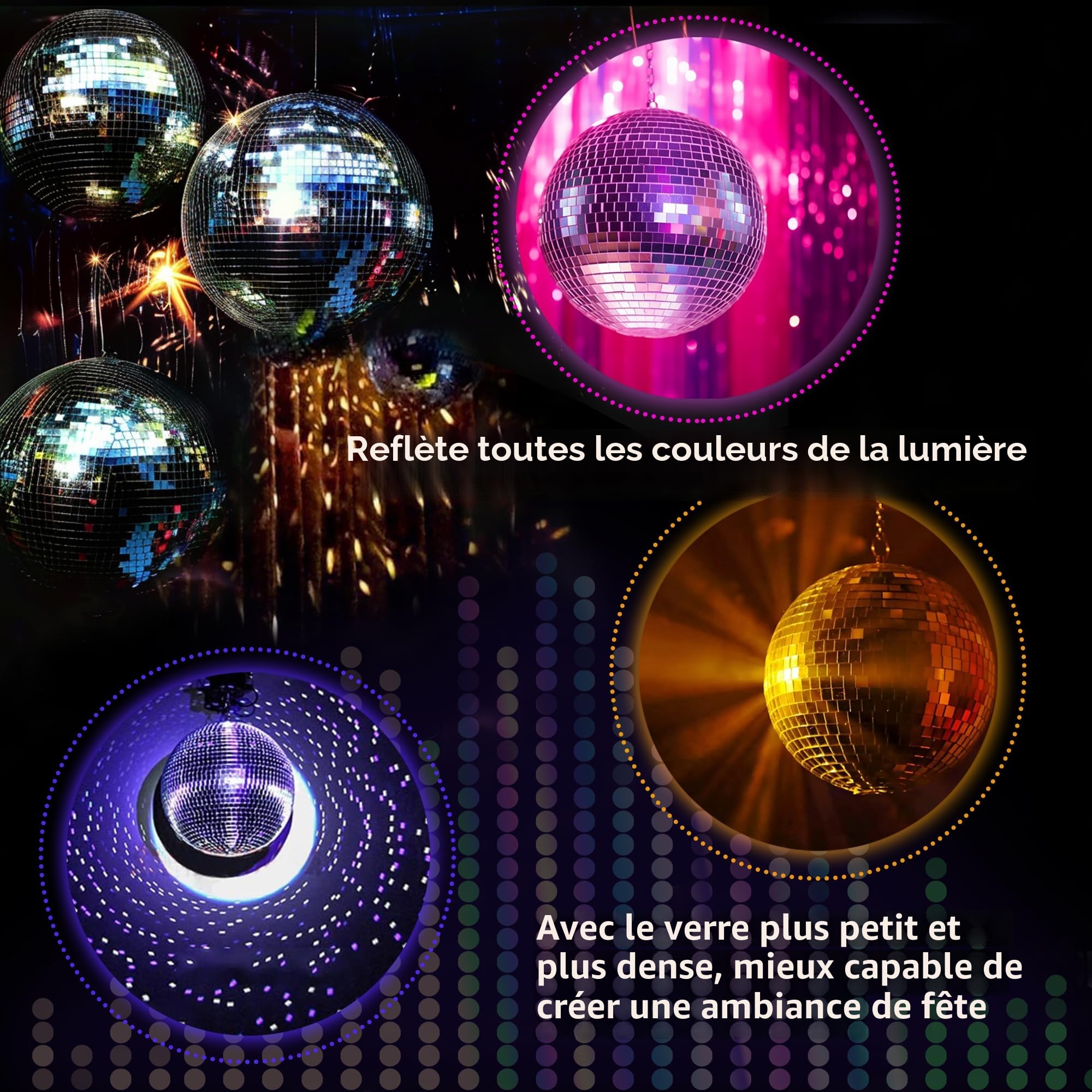 Boules à facettes 30 cm Boule disco - Décoration Scintillante pour Fêtes et Événements, argenté