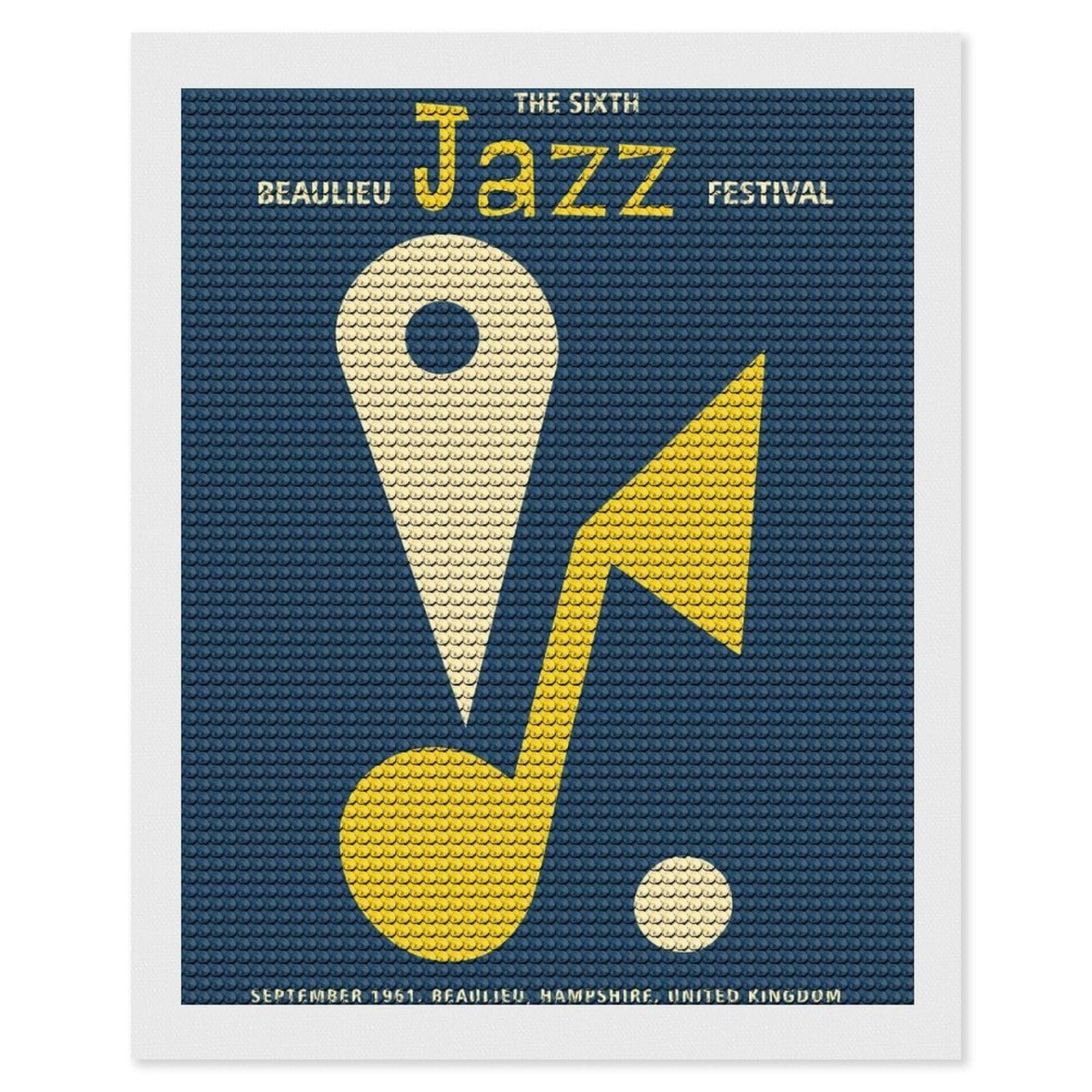 Junmoney Beaulieu Jazz Festival Diamond Art Kit 16"x20", Neat Printed Canvas, Finish and Display, Relaxing DIY Hobby, Living Room Decor