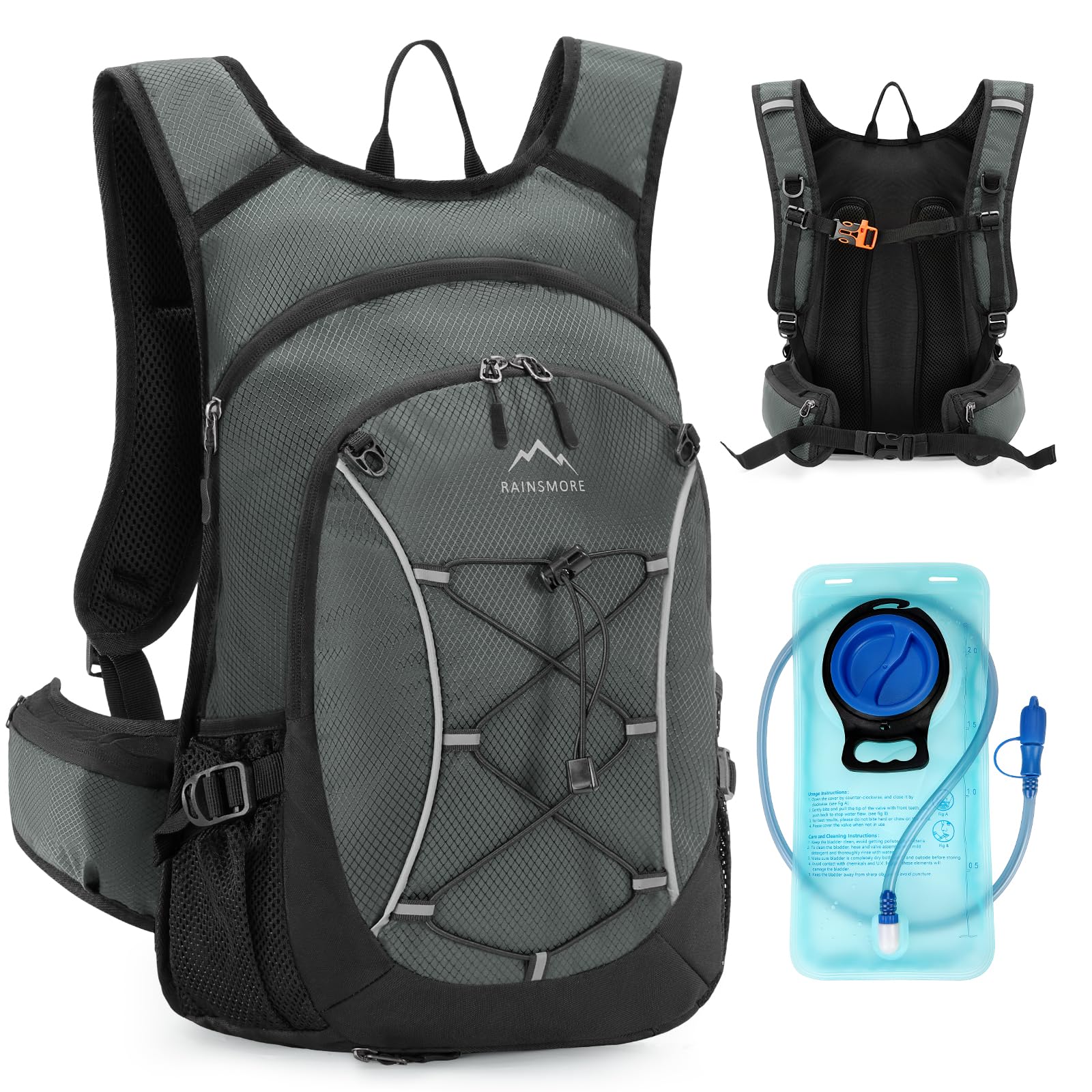 RAINSMORE Hydration Backpack With 2L Hydration Bladder Running Backpack