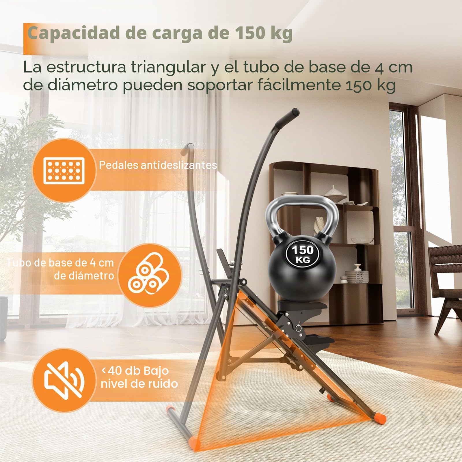 Máquina de escalada, stepper para el hogar, entrenador elíptico, escaleras plegable con monitor LCD, manillar, pedales ajustables, soporte para teléfono, para el hogar, la oficina, ejercicio