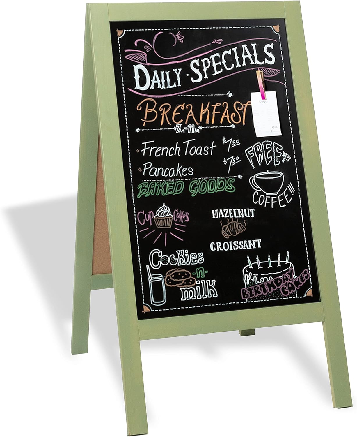 Ilyapa Wooden A-Frame Sign with Eraser & Chalk - 40 x 20 Inches Magnetic Sidewalk Chalkboard  Menu Display for Restaurant, Business or Wedding