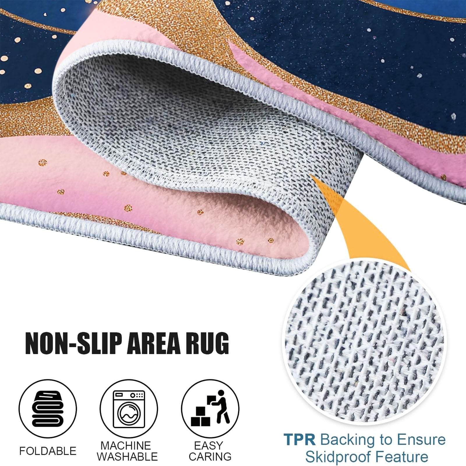 Générique Tapis Salon Forme Ondulée Abstraite 140 x 200 cm Tapis Chambre Impression 3D Moderne, Bleu Foncé Moquette Antidérapant Lavable Machine, pour Salon Salle à Manger Bureau