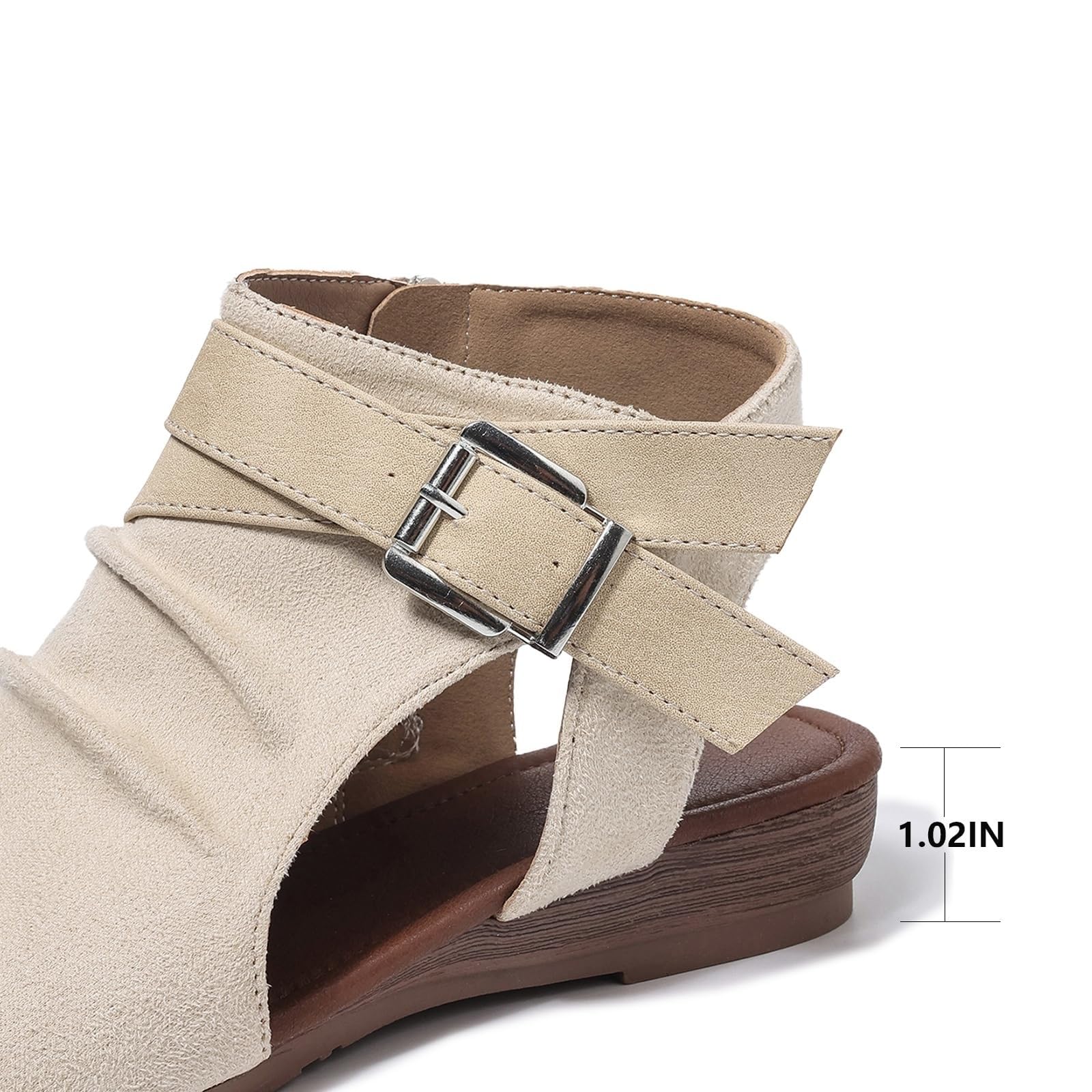 Donna Cuneo Sandali Peep Toe Lato Zipper Caviglia Bootie | Stivali con Fibbia Estiva Scarpe da Camminata in Camminato con Taglio Ruched Sandal Casual Party