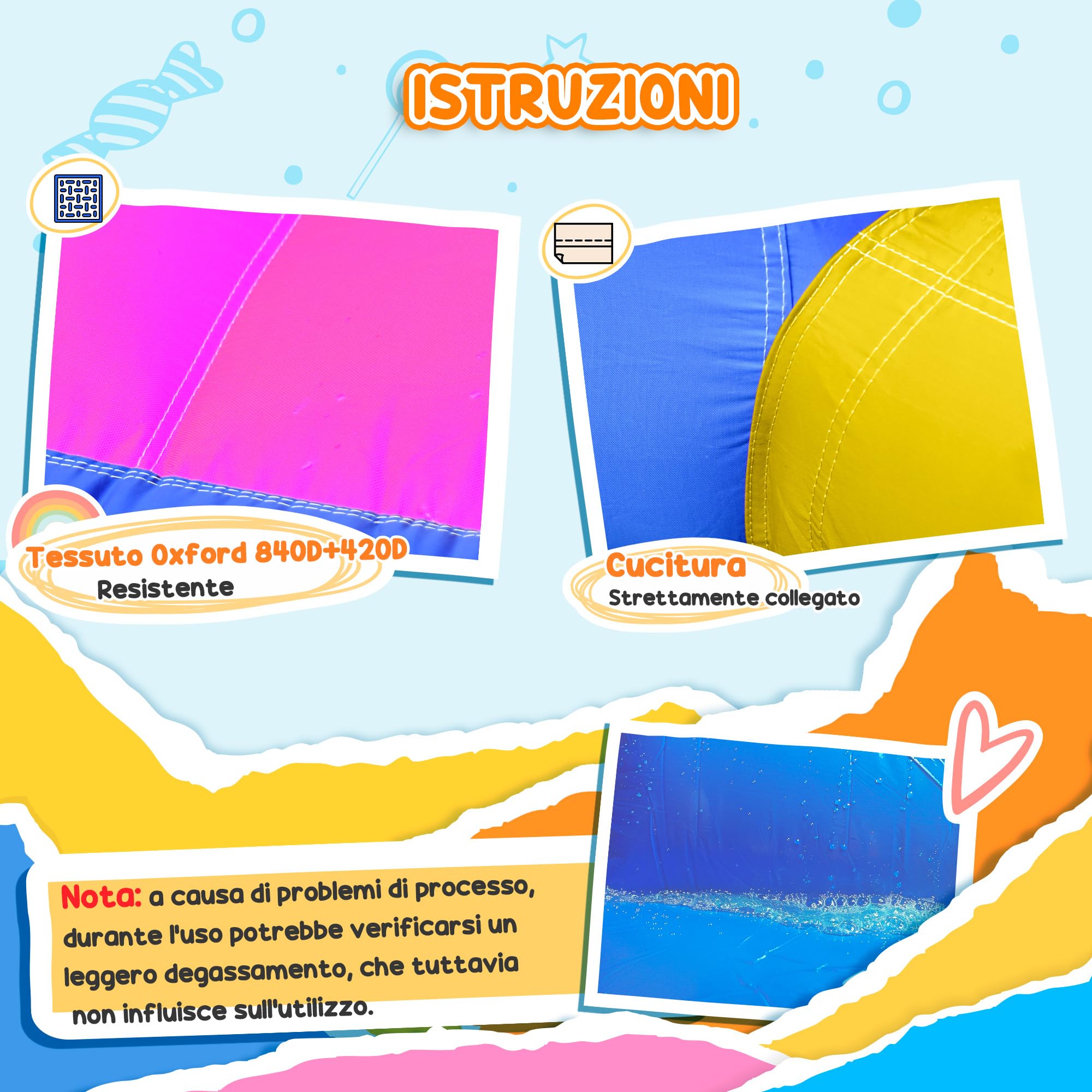 Outsunny Castello Gonfiabile per Bambini 4 in 1 con Trampolino, Scivolo, Piscina, Canestro Basket, Gonfiatore, Borsa da Trasporto, Tema Unicorno, Gioco Gonfiabile per 3 Bambini 3-8 Anni, 360x305x210cm