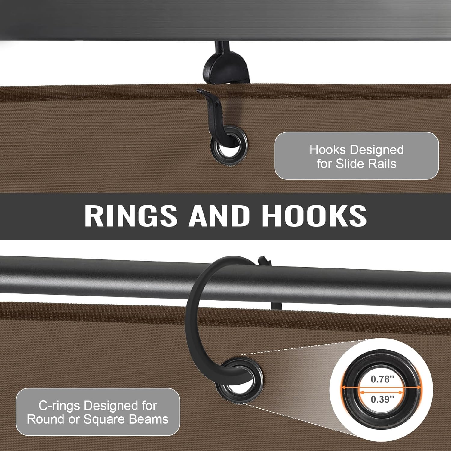 COWVIE 4-Panel 10' x 10' Gazebo Replacement Curtains, Patio Privacy Sidewalls with Double Zipper, Replacement for Outdoor Gazebo Canopy (Curtain Only) - Image 4