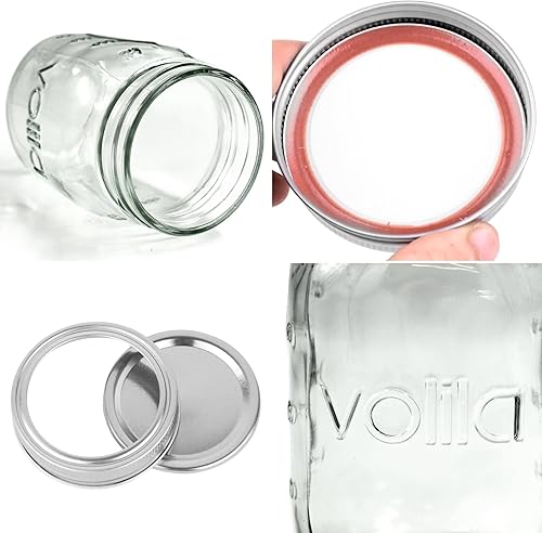 Miniatura 4 de Tarros Mason de 16 onzas con tapas, paquete de 12 tarros transparentes con tapa de 2 partes, tarros de boca regular para avena nocturna, enlatado,