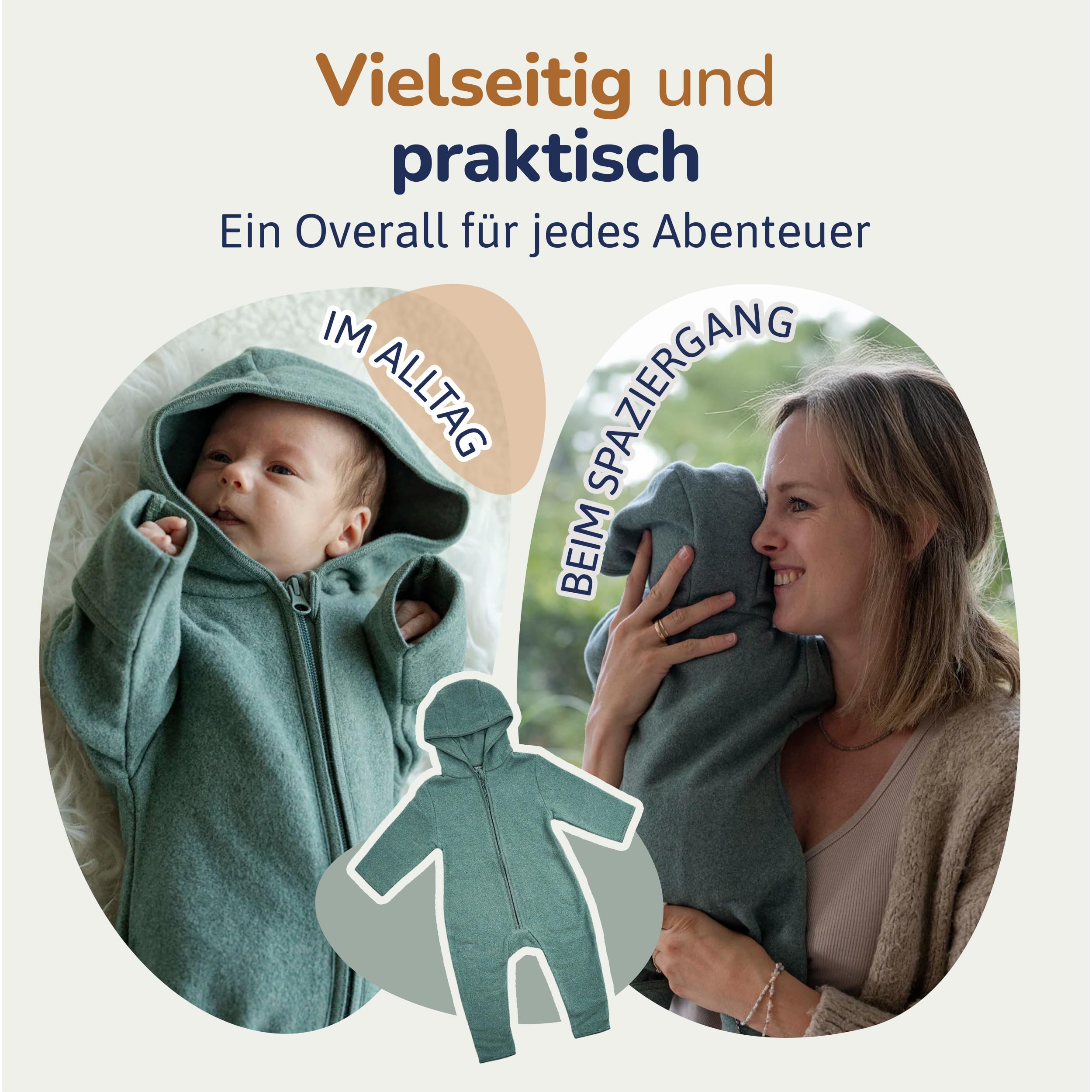 Fleece Overall aus Bio-Baumwolle (50/104) – Baby kuschelig weich, für jedes Wetter geeignet – Made in Europe – Fleece Overall Kinder nachhaltig und mitwachsend