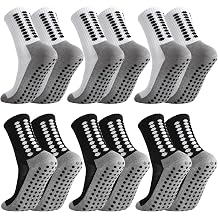 6 Pairs Grip Soccer Socks Anti Slip Athletic Socks Non Slip Sports Football Baseball Soccer Sock for Men Women