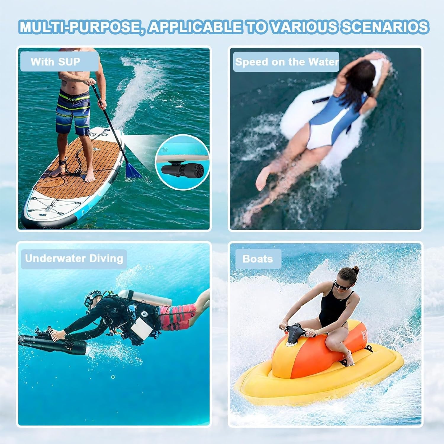 Electric Surfboard with Underwater Scooter Function - 500W Motorized Surfboard, Inflatable Body Boards, 3-7 Km/h, Dual-Mode for Beginners & Pros