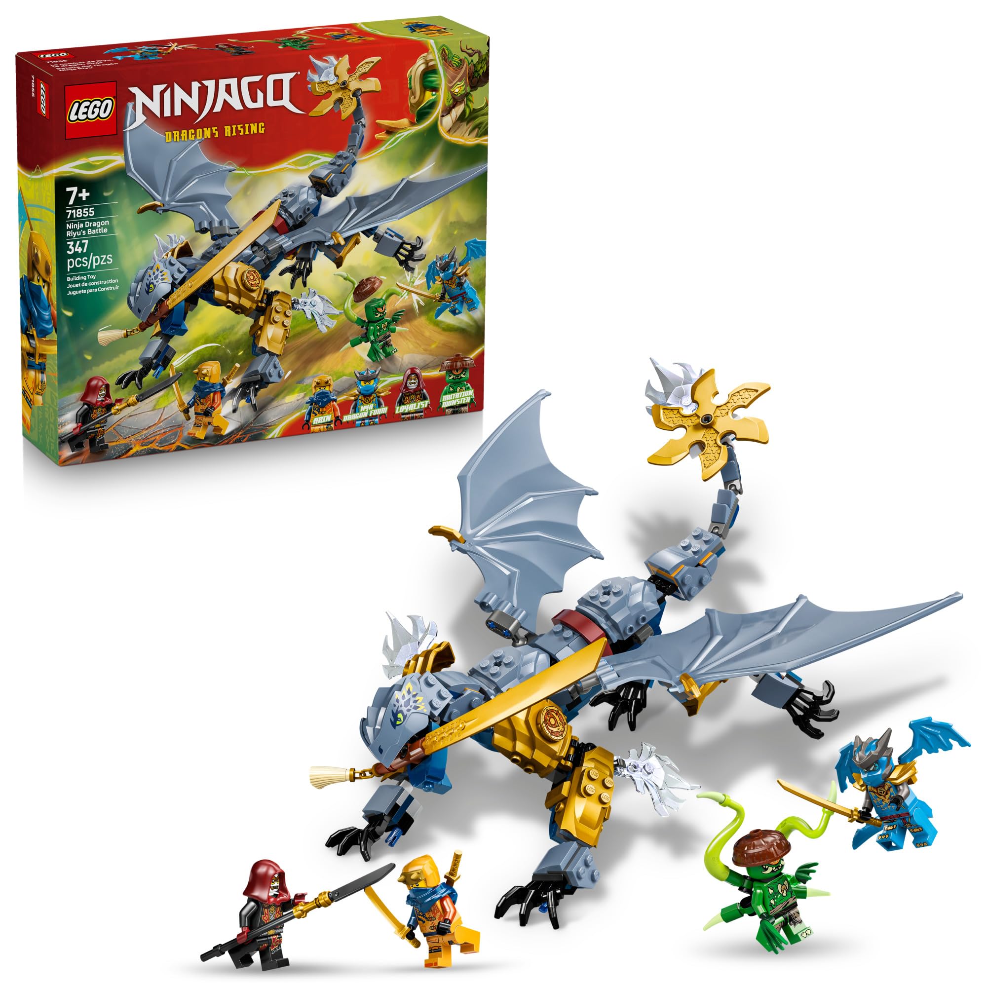 LEGO NINJAGO Ninja Dragon Riyus Battle Building Toy for Boys Girls - Ninja Poseable Dragon Toy Playset for