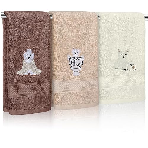 3 Pcs Westie Gifts for Women Dog Hand Towels Bathroom