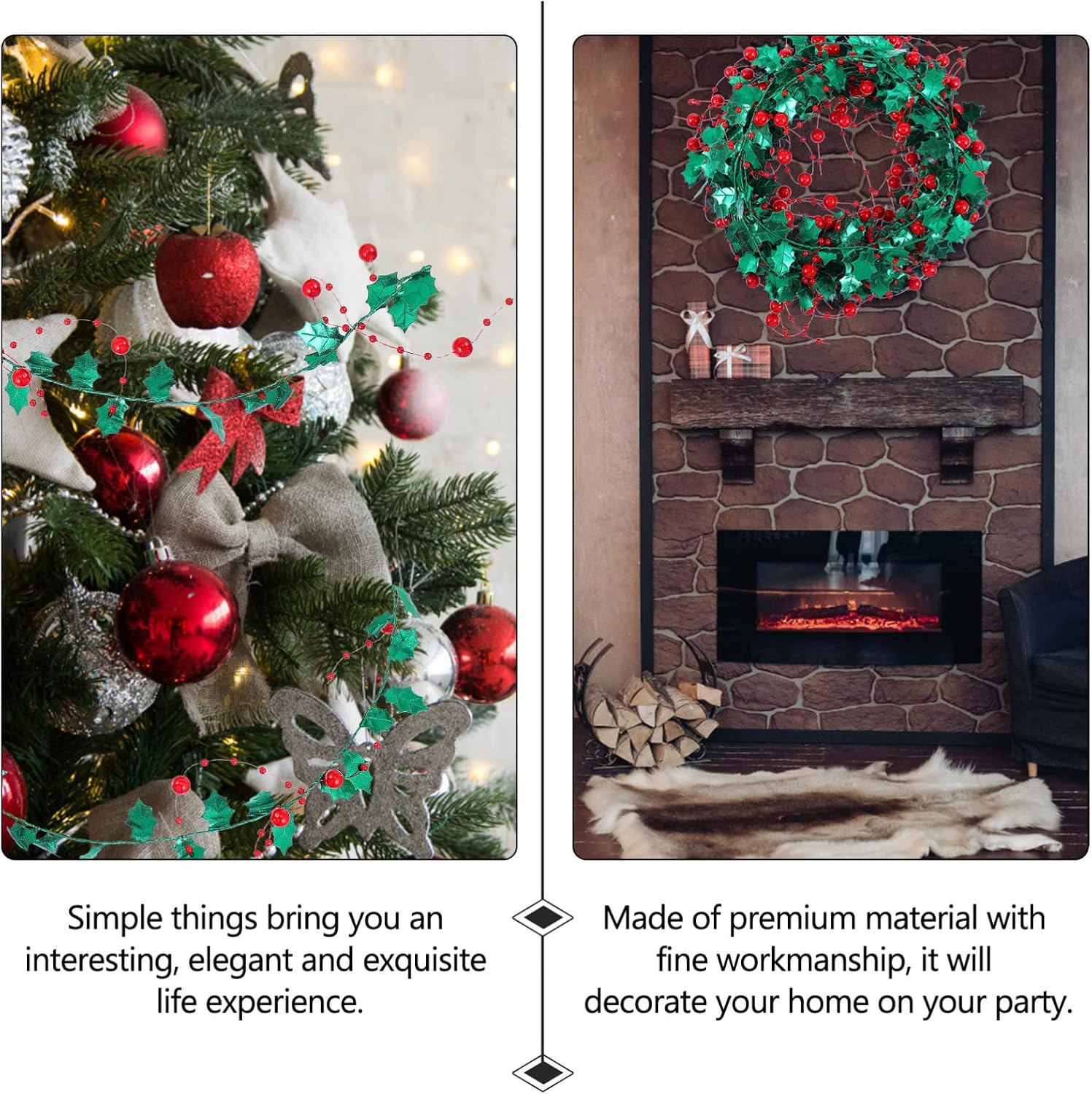 Alipis 1roll Christmas Tinsel Wire Garland for DIY Craft Decorations Metallic Tinsel Red Berry Accents for Holiday Party and Tree Decor