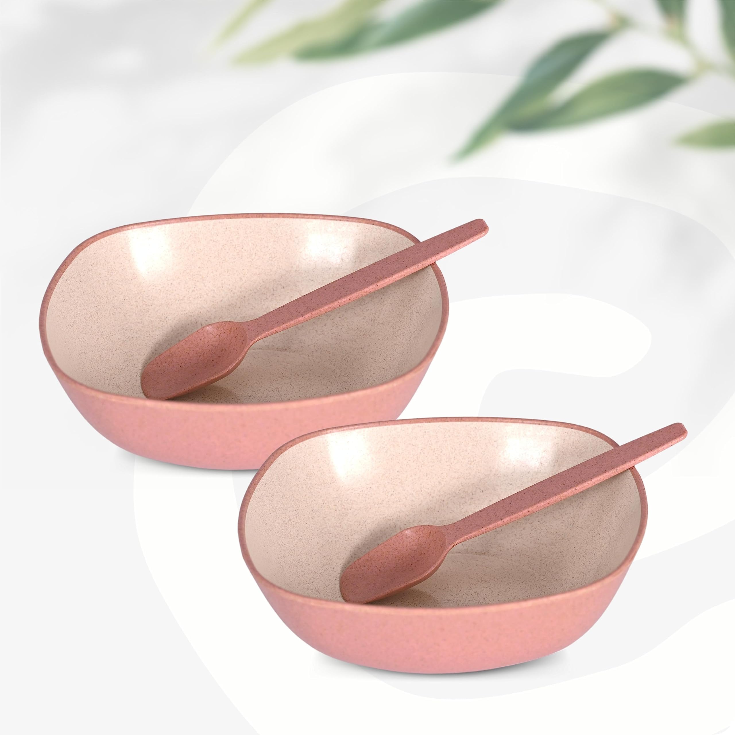 Eha Set of 2 Earth-Friendly Veg Bowls for Kitchen | 500 ml | Made with Bamboo Fibers & Rice Husk | Microwave Safe Bowl | for Hot & Cold Serving Bowl Set (Pack of 2,Innocent)