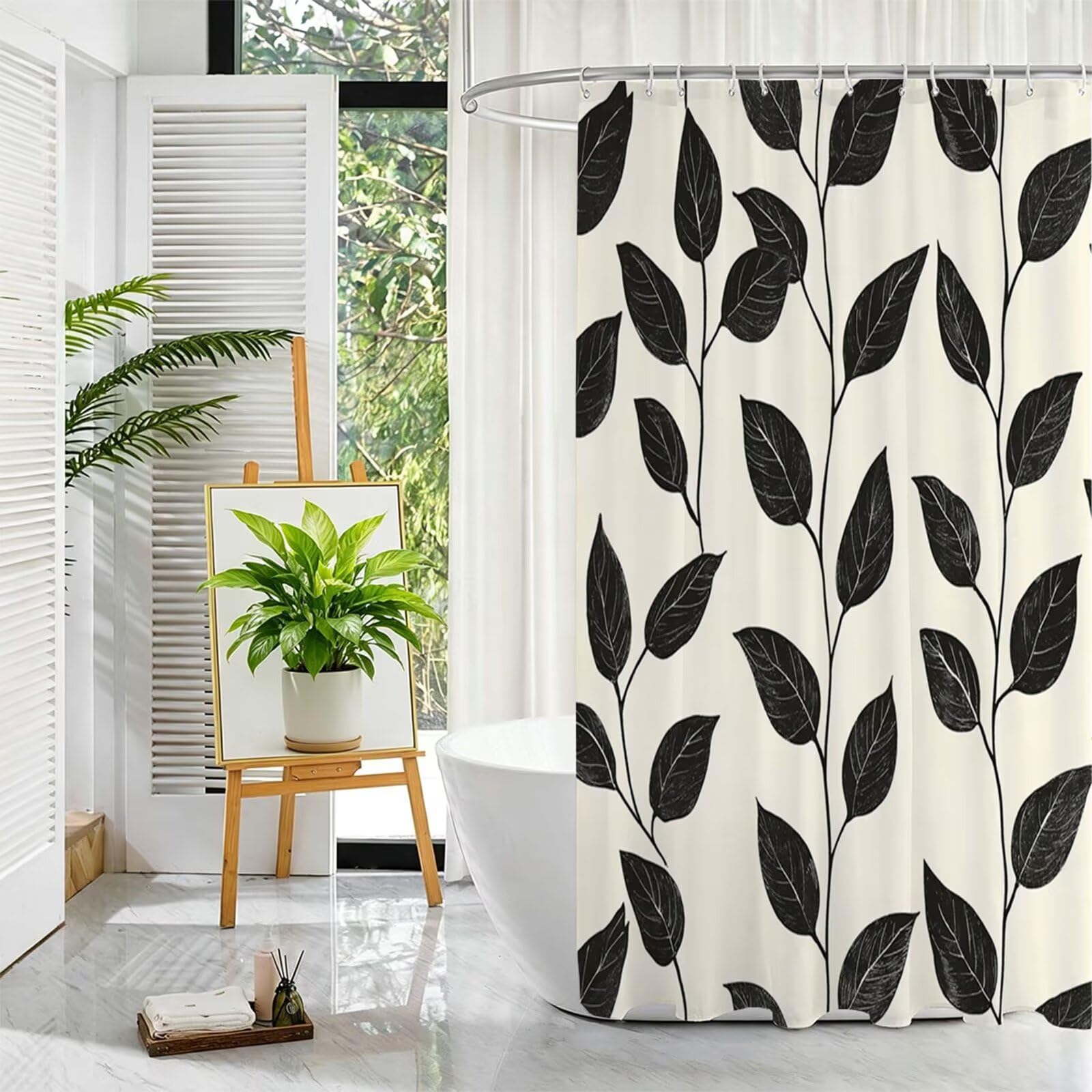 Tenda Doccia nero, Tende per Doccia Extra Lunga 180x240cm L-86