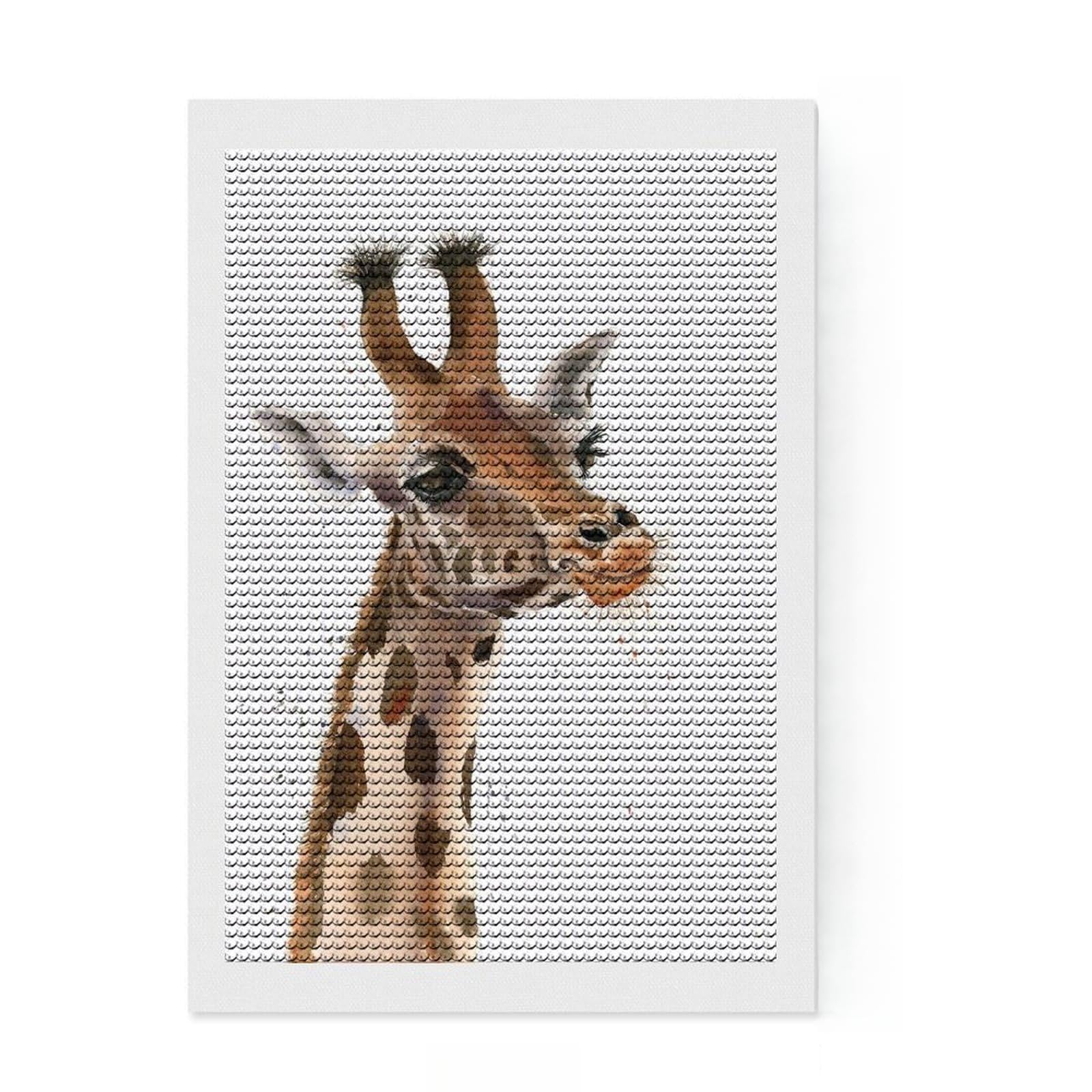 Junmoney Giraffe Round Drill Diamond Painting 8"x12", for Women, Fun Craft Experience, Bedroom Decor, Holiday Gift Idea