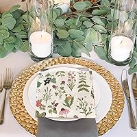 Vista 5 de AnyDesign 80 servilletas de papel de hierbas silvestres vintage, servilletas desechables de flores silvestres, servilletas de mano retro para postre