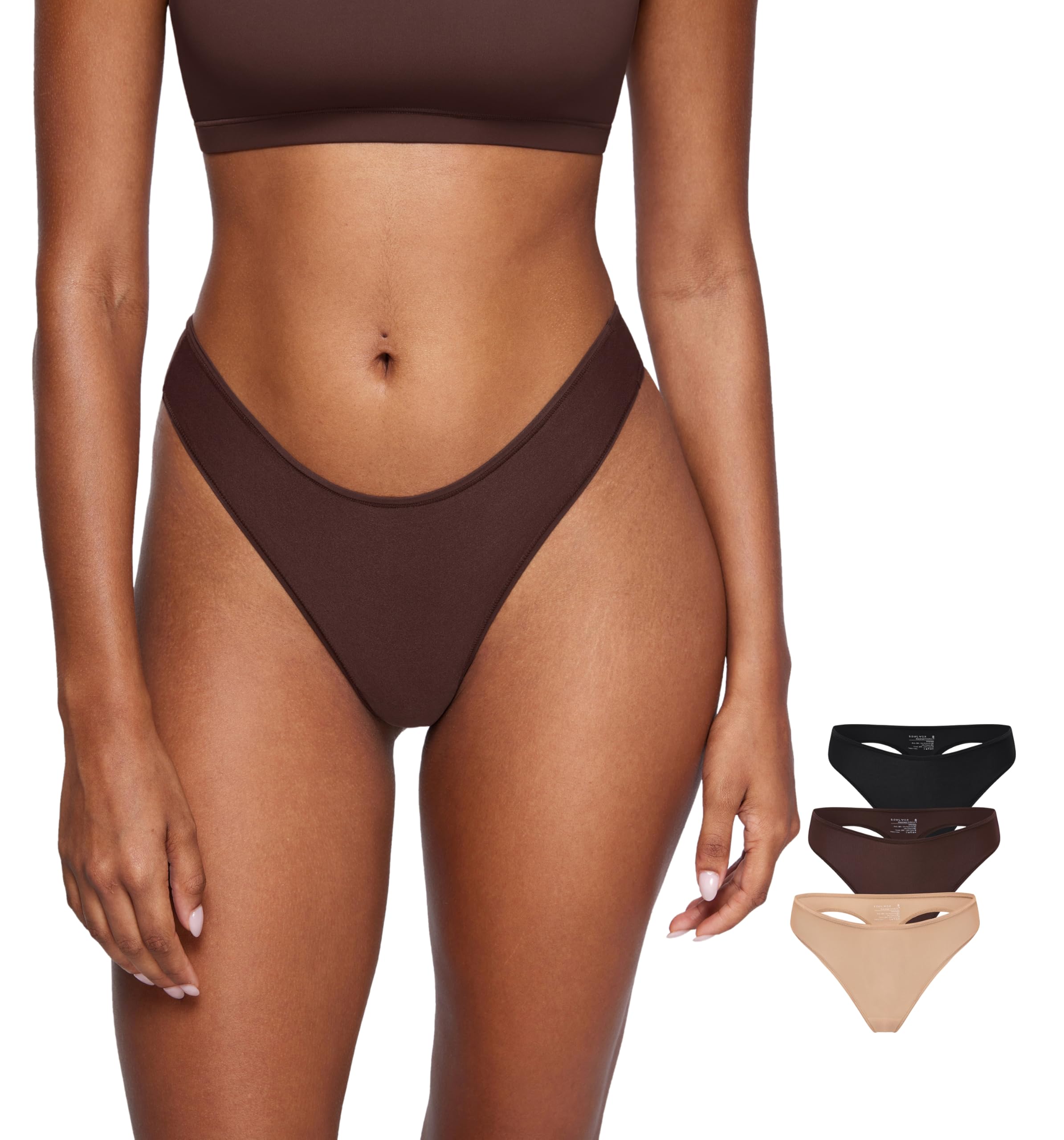 SOULVOR Magneticfit Thongs for Women Stretch Sexy Underwear Comfort Tagless Thong Low Rise Breathable Panties 3 Pack