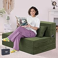 Vista 15 de Sofá Cama Individual Plegable Silla Sofá Cama con Almohada, Twin, Beige Fold out chair bed, Futon sofa bed, Extra bag included, All foam made