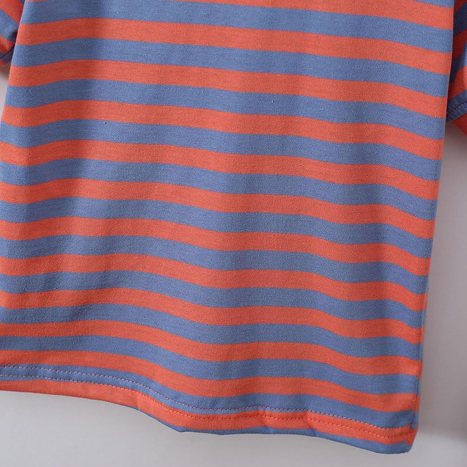 Boys Girls Summer Cute Striped Tops Lapel Comfy Cotton T-Shirts Casual Short Sleeve Button Tee Blouse 3-14 Years