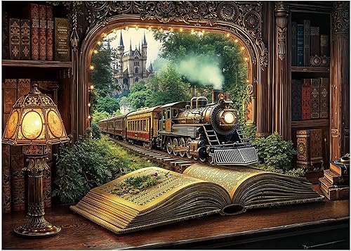 Rompecabezas de 1000 piezas para adultos, rompecabezas mágicos vintage de plantas, castillo, estantería de fantasía, rompecabezas de árbol de la