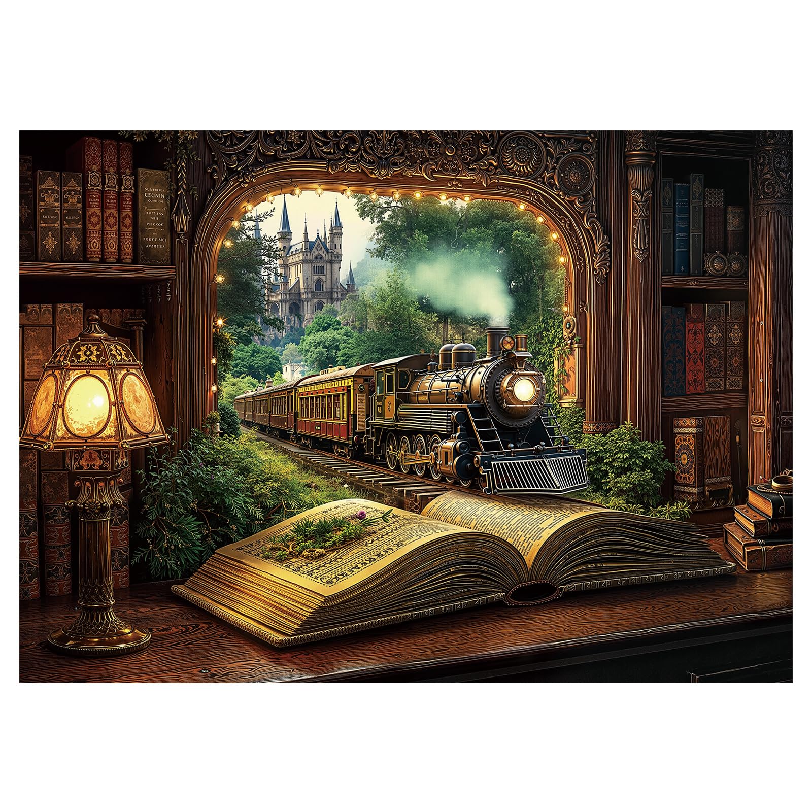 Amazon.com: BBOLDIN Train Forest Book Puzzle 1000 Pieces for