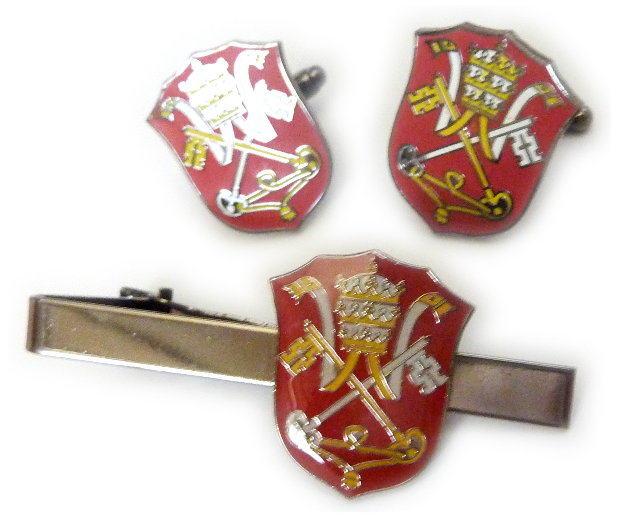 Holy See Vatican Coat of Arms Flag Catholic Pope TIE BAR Clip Cufflinks Set