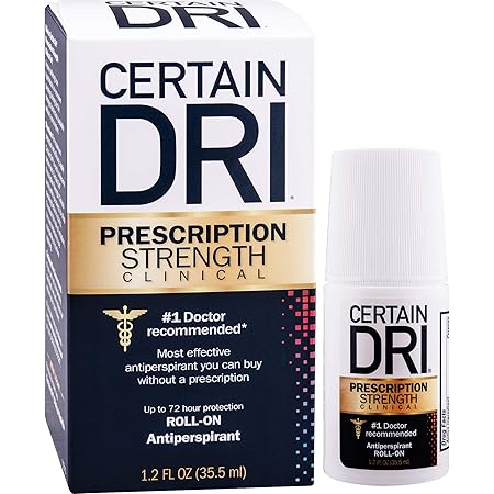 Certain Dri Prescription Strength Clinical Antiperspirant - Doctor Recommended Hyperhidrosis Treatment - 72 Hour Protection from Excessive Sweating - Roll-On - 1.2 Fl Oz - Pack of 1