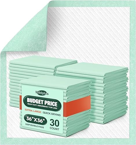 MILDPLUS Almohadillas desechables para cama de 36 x 36 pulgadas, almohadillas para incontinencia extra grandes unisex para adultos, mayores, niños y