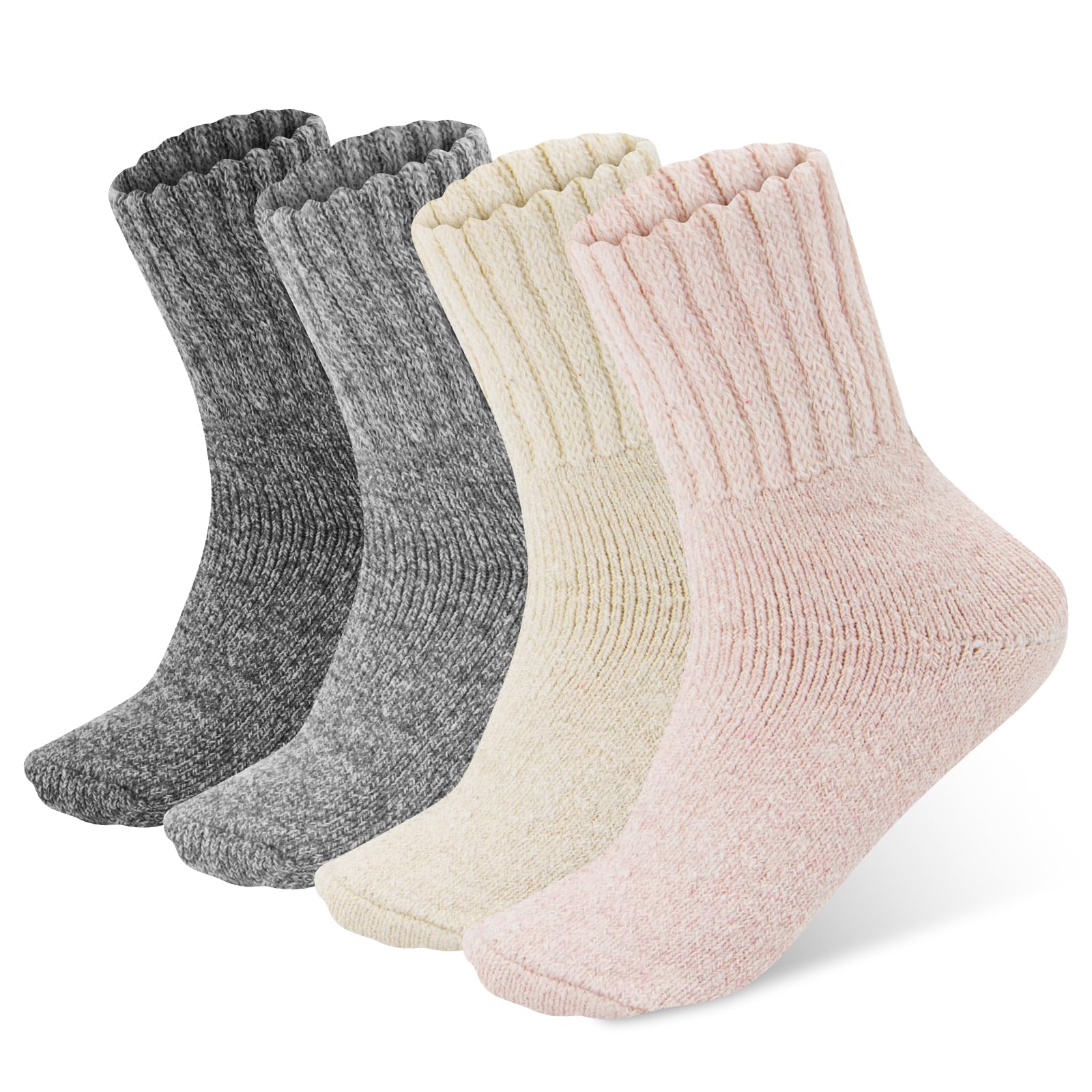 3 Paia Calze Termiche Donna In Lana Di Agnello 80% - Girocollo, Taglia 5-7 - AWS American Made