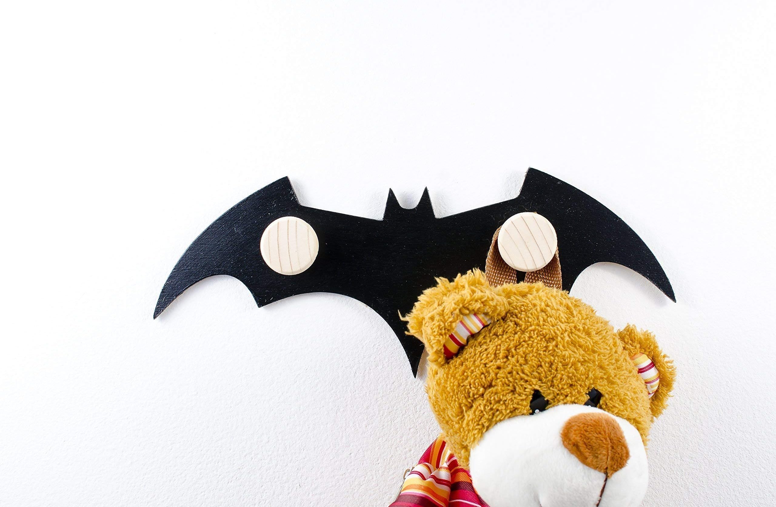 Kids Wall hook Bat shaped clothes storage peg rack