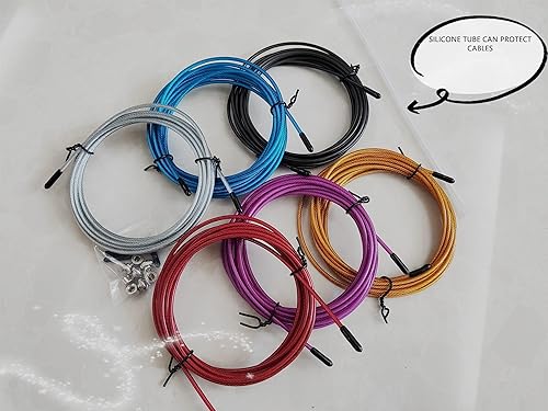 Miniatura 4 de Cable de repuesto para cuerda de salto de velocidad, 6 piezas de alambre de acero inoxidable de 10 pies con revestimiento de polímero para cuerdas