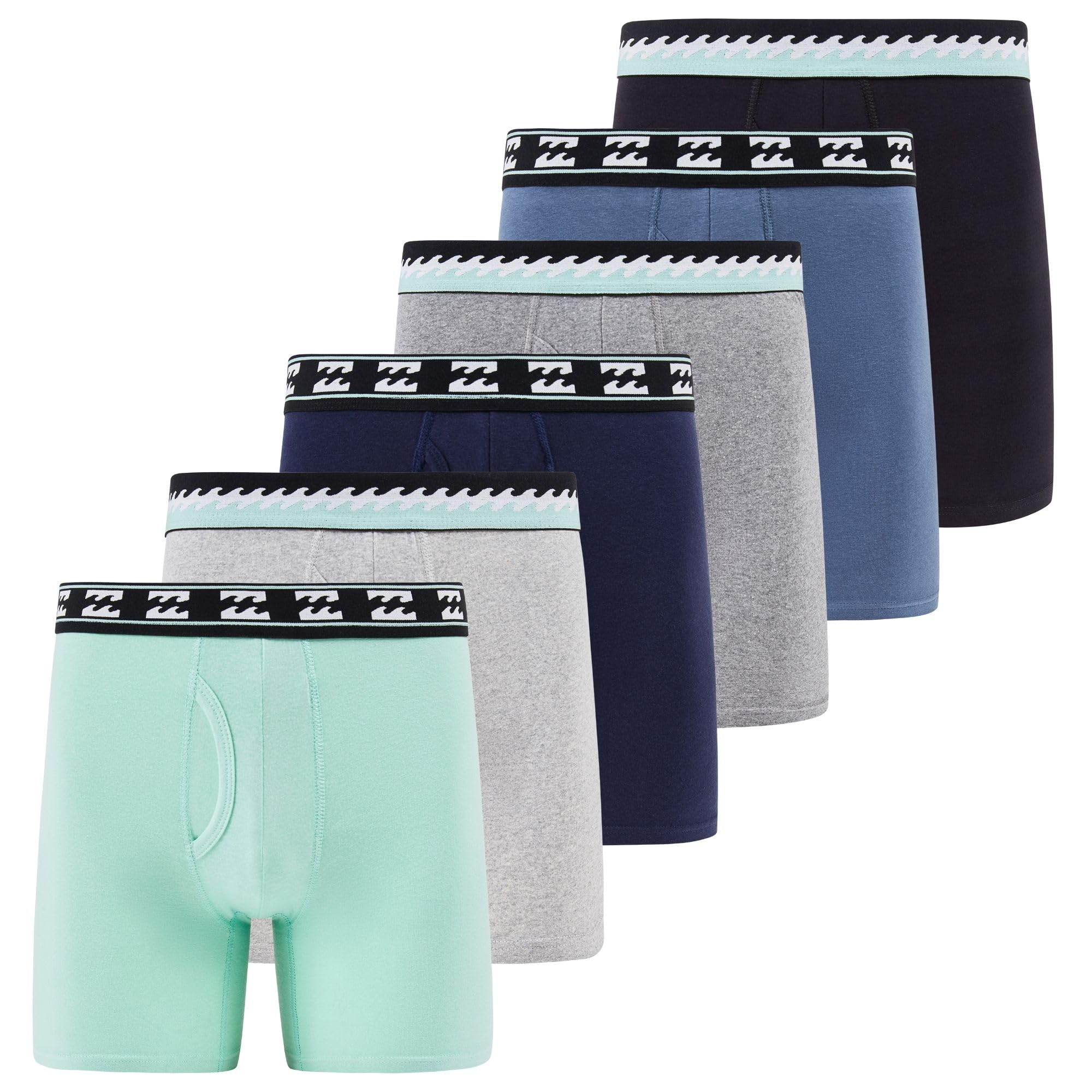 billabong mens underwear 6 pack boxer briefs for men - cotton stretch, tagless, breathable