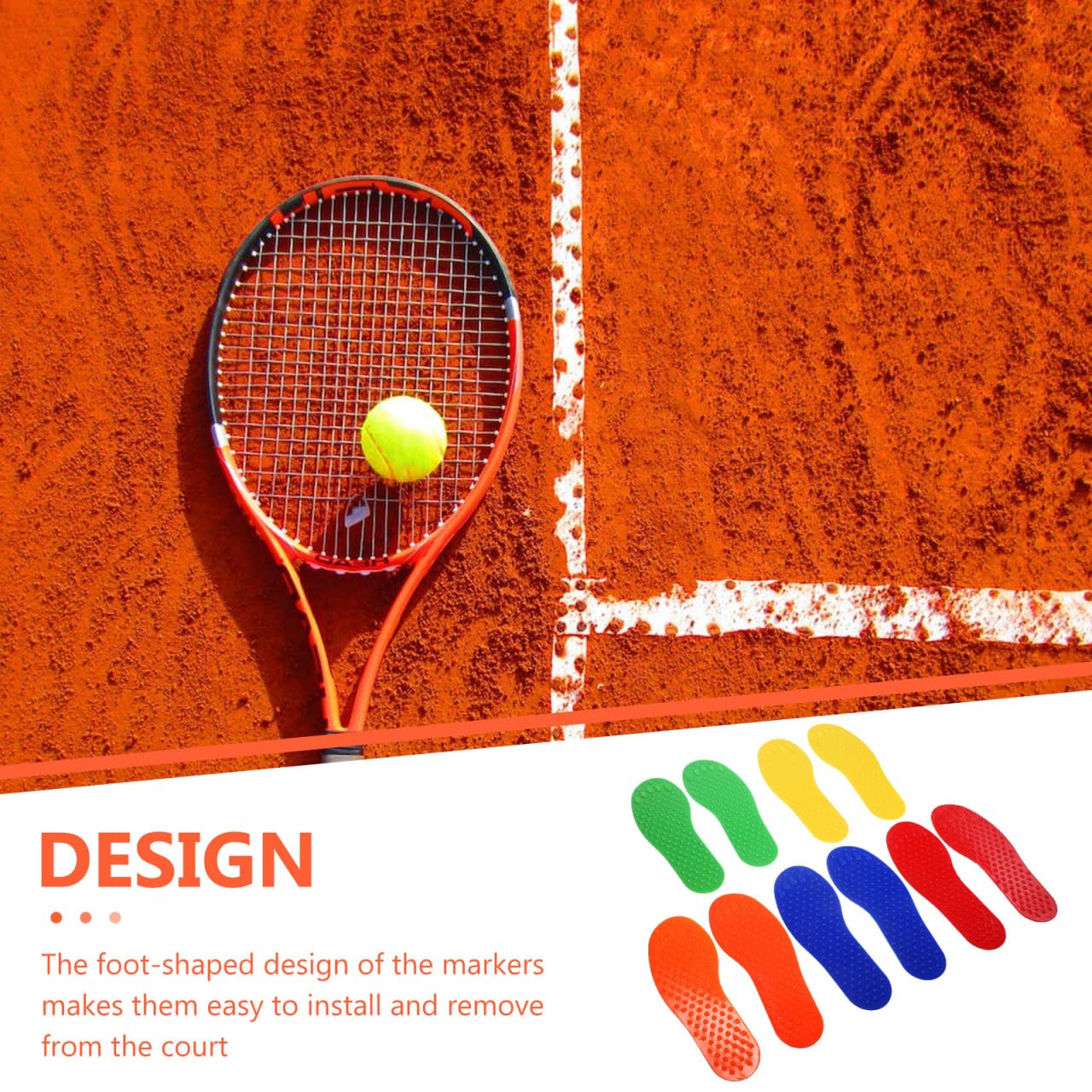 ABOOFAN 10 marcadores de huellas coloridas antideslizantes, versátiles, para baloncesto, cancha de tenis, duradera, para entrenamiento y marcación de juegos, mezcla de colores para — view 3