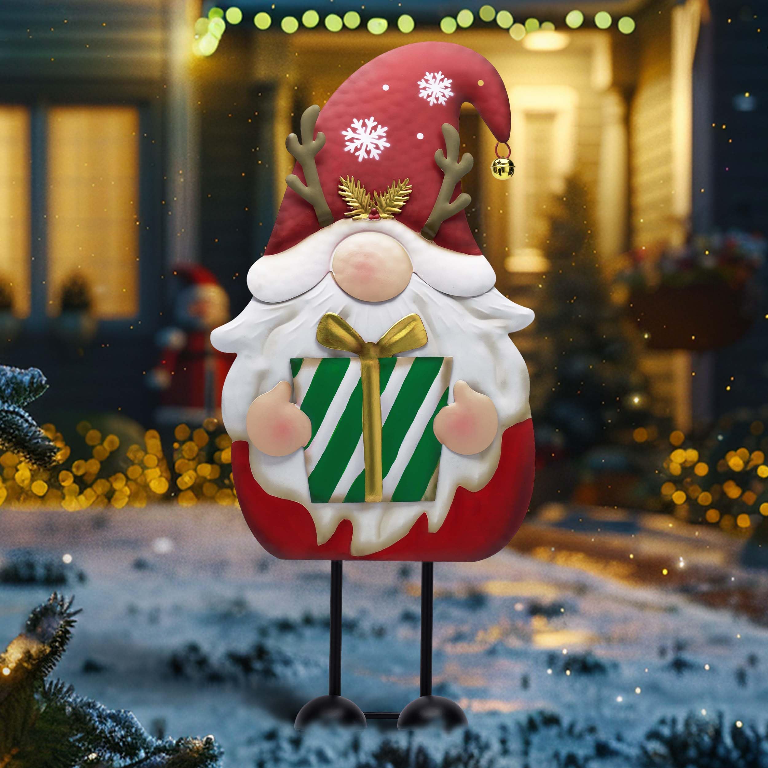 TERESA'S COLLECTIONS Weihnachten Deko,Gartendeko für Draußen,61cm Metall Weihnachtswichtel für Weihnachtsdeko Innen,Weihnachtsdeko Aussen mit Roter Santa Tomte Gnom, Wichtel Xmas（L）