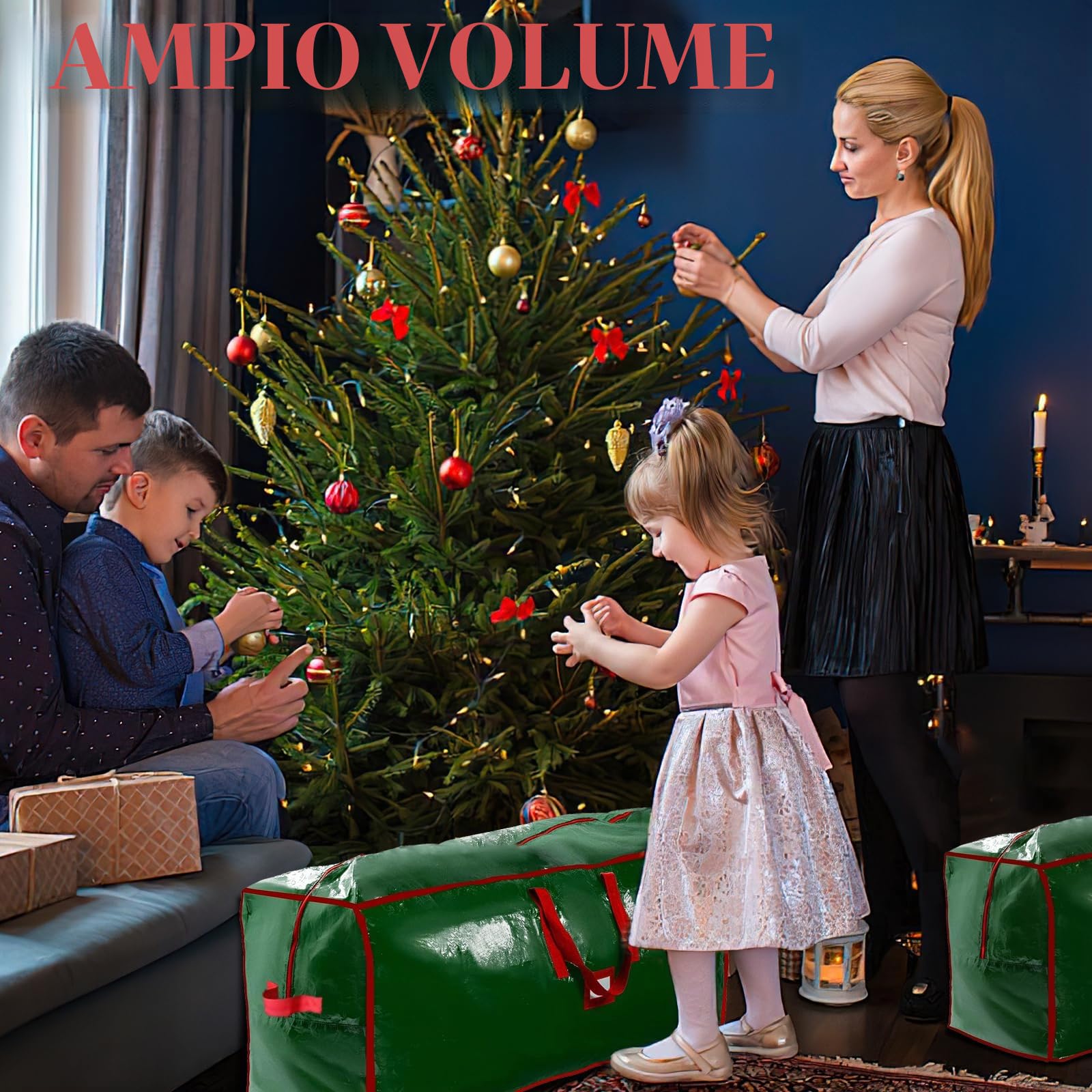 Borsa per Albero di Natale Hillylolly Custodia per Albero di Natale, Borsa Portaoggetti per Albero di Natale impermeabile, Borsa per Cuscini da Giardino per Addobbi Natalizi-138x66x32cm