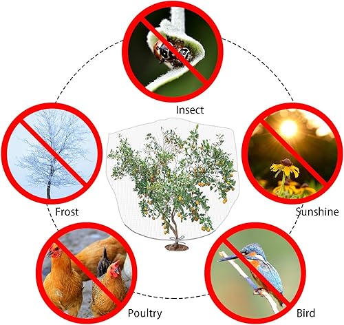 Miniatura 4 de Alpurple - Malla anti insectos y pájaros con cordón para proteger las plantas, flores y frutas de insectos y pájaros., 78 x 98 pulgadas.