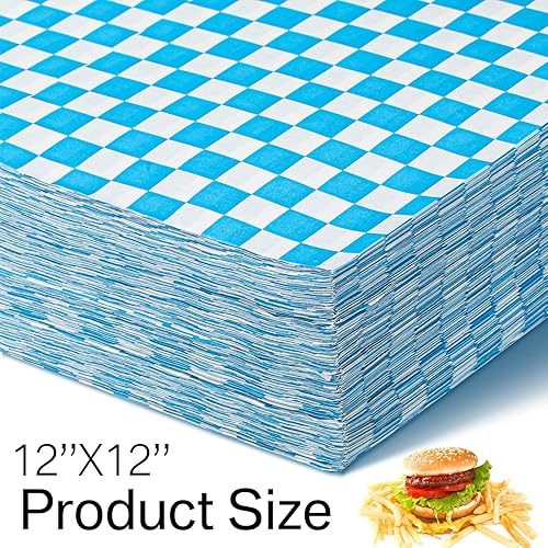 Miniatura 16 de Spakon 1000 hojas de papel encerado para alimentos de 12 x 12 pulgadas a cuadros encerados secos para envolver sándwich, revestimientos de cestas