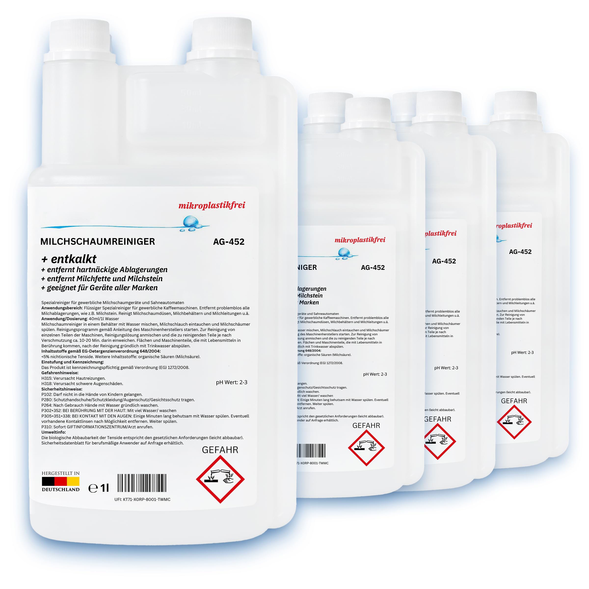 Milchschaumreiniger | flüssiger Spezialreiniger für Milchschaumgeräte | entfernt hartnäckige Ablagerungen | geeignet für Geräte aller Marken (4x 1L)