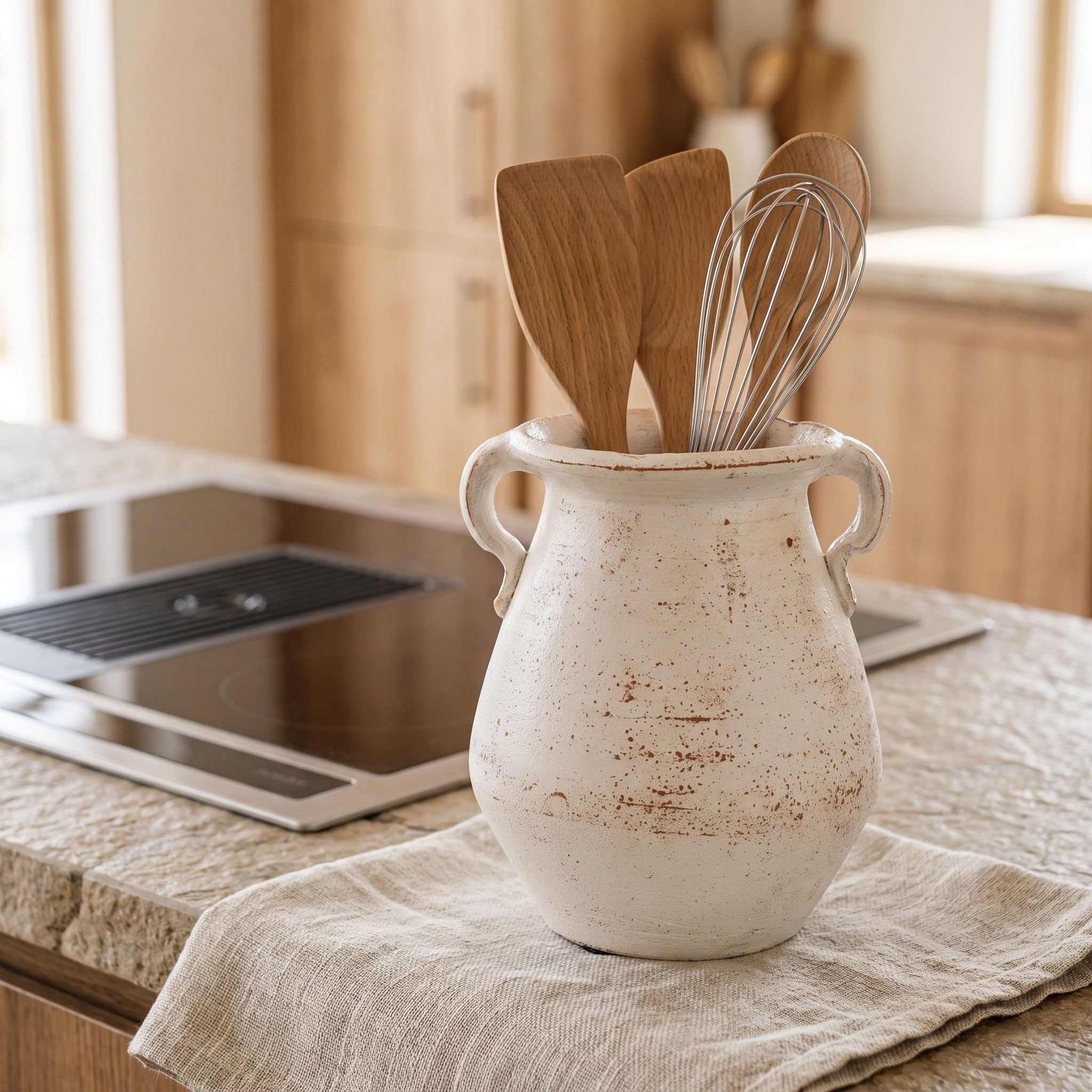 Keramik Küchenutensilienhalter im Vintage Landhausstil für