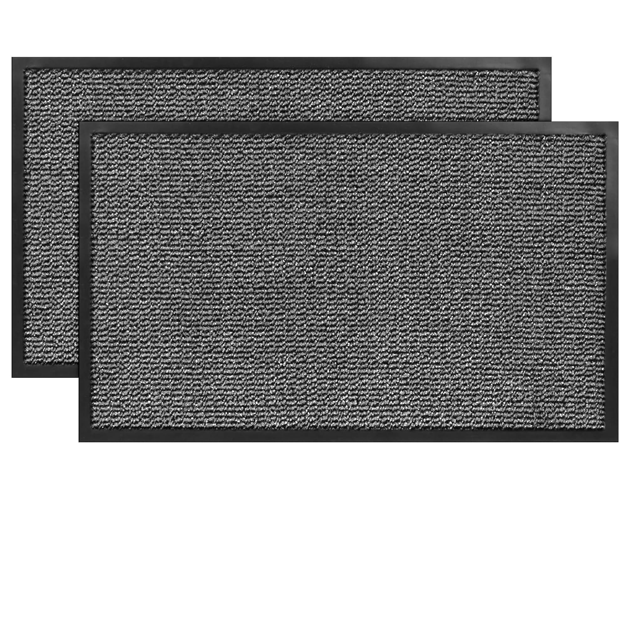 SG Traders Pack of 2 Washable Door Mats - Non-Slip Rubber Backed Doormats Indoor & Outdoor - Highly Absorbent Floor Mat, Kitchen Mat Perfect Dust Grabbing Doormat Dirt Trapper (50x80cm - Grey) — image 1
