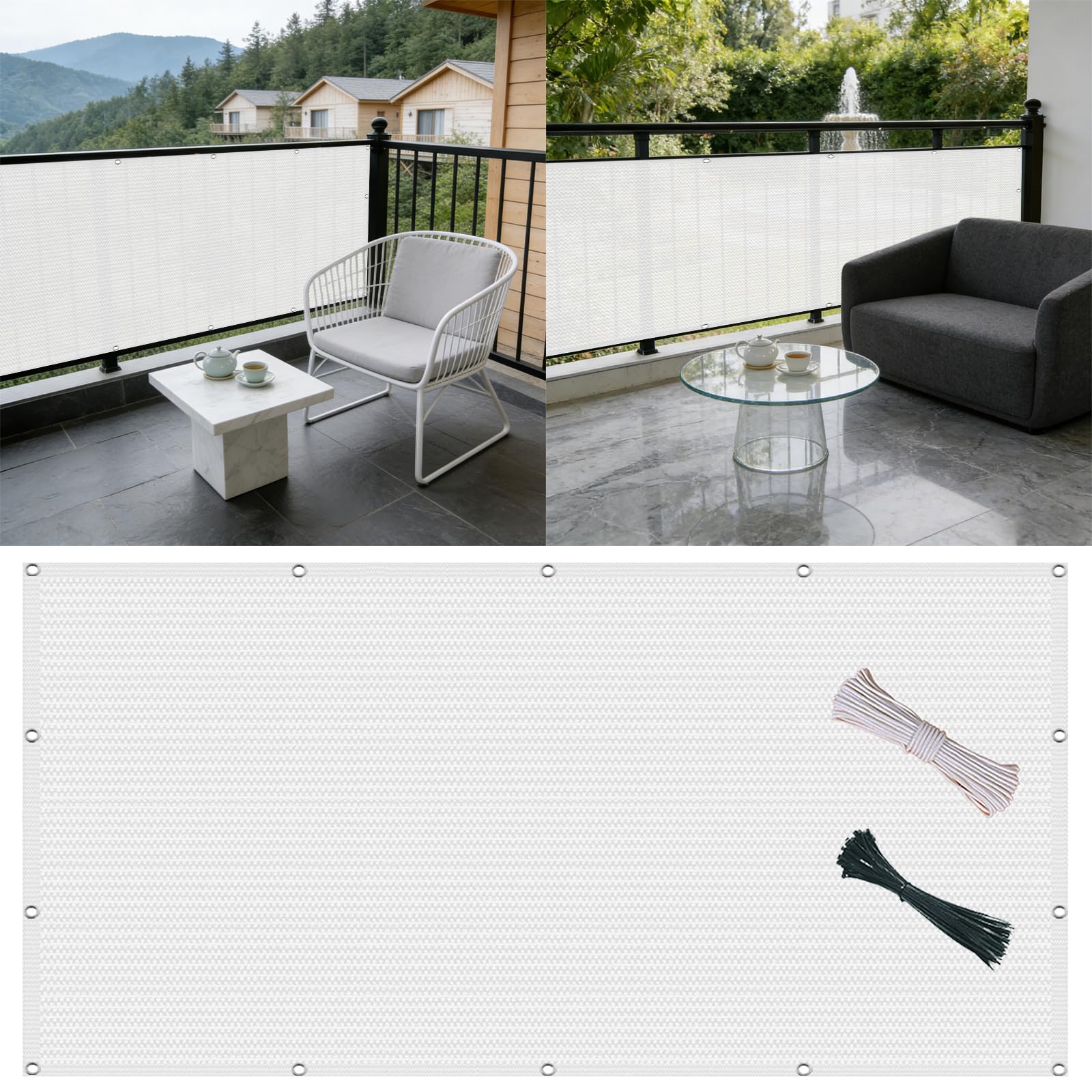 Auvent de jardin 220 g m² de haute densité blanc avec attaches robustes