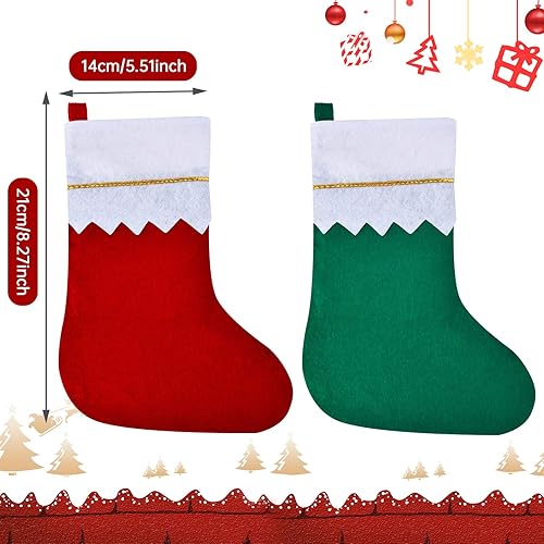 Miniatura 6 de Skylety Medias de fieltro de Navidad rojas y verdes para colgar en el árbol de Navidad, adornos para la familia, decoraciones de vacaciones,