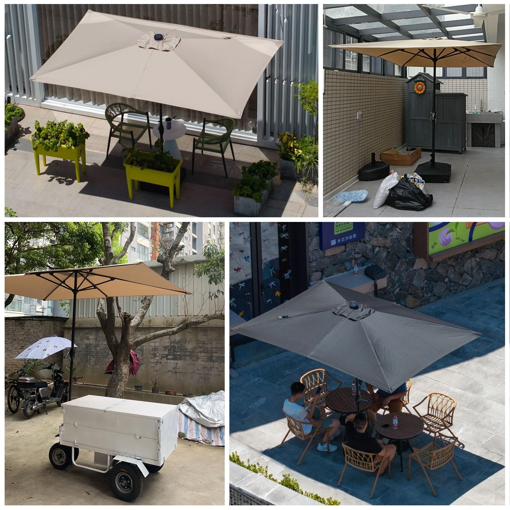 ESOYAWE Toile De Parasol De Rectangulaire Remplacement, 3m×2m 6 Baleines Auvent De Remplacement pour Parasol, Housse De Rechangepour Parasol De Jardin Terrasse Plage, 7 Coloris Disponibles