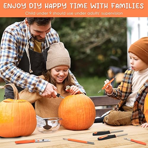 Miniatura 7 de KATUMO Herramienta de tallado de calabaza, kit de corte de calabaza resistente de 13 piezas con herramientas de escultura de detalles profesionales,