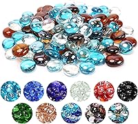 Vista 16 de GRISUN Vidrio negro de 1/2 pulgada, rocas redondas de vidrio para chimenea natural o de propano, vidrio redondo seguro para exteriores e interiores