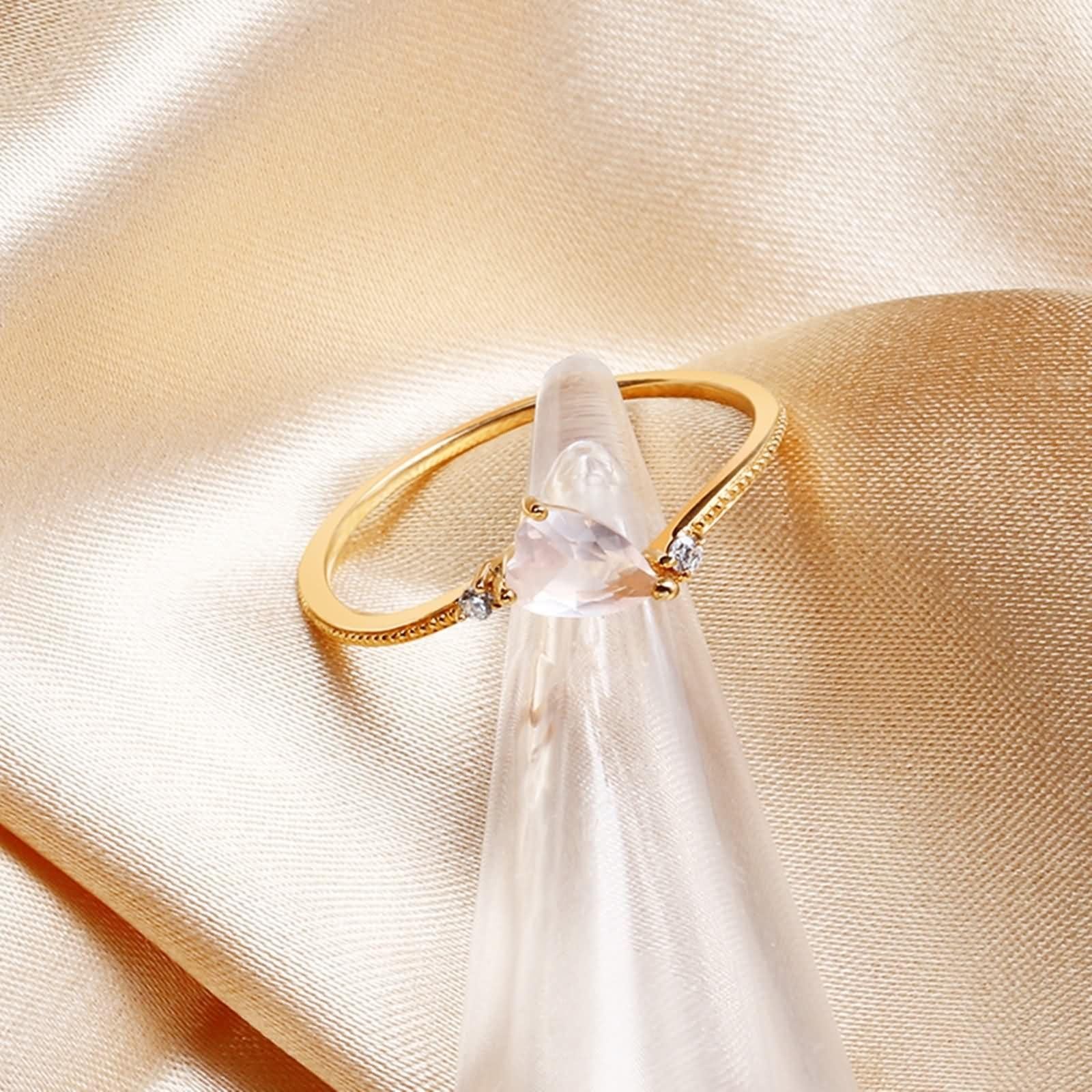 Beydodo Anillos de Boda Oro Rosa de 9 14 18 Kilates para Mujer con Corazón con Cristal y Moissanita, Anillos de Compromiso para Mujer Oro Rosa